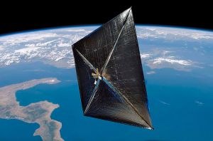 Representación de la NanoSail-D, desplegada con éxito por la NASA en enero de 2011. Fuente: http://www.nasa.gov/images/content/475897main_080421-Earth%2BSail_3023x2006.jpg